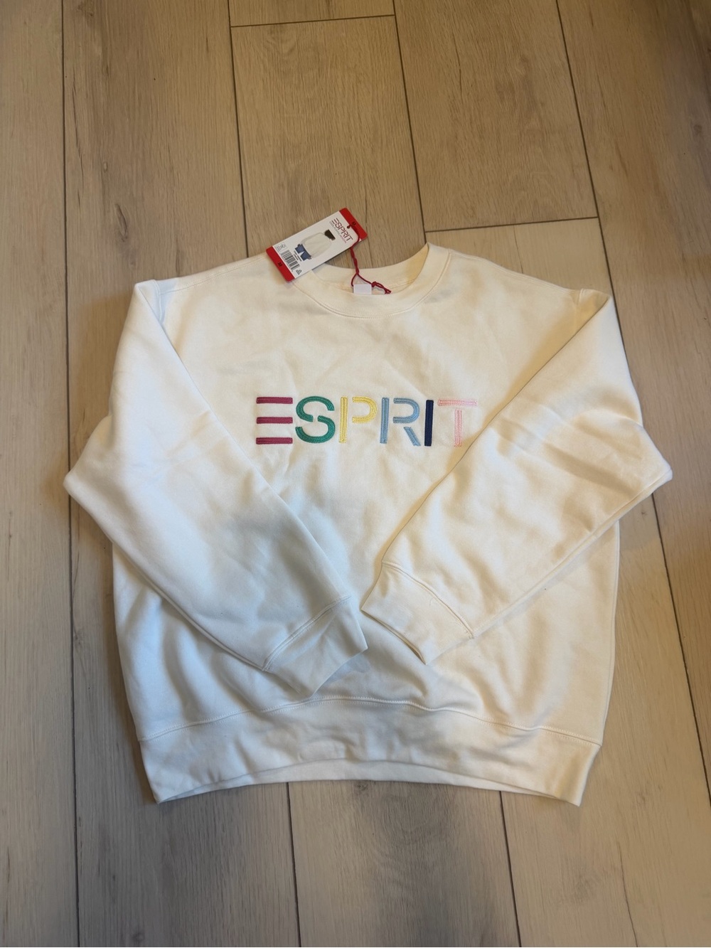 Esprit Off-White Crewneck with Multicolor Embroidered Logo - Picture 2 of 2